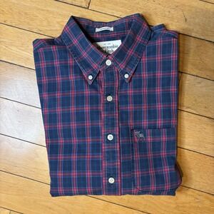 90s Abercrombie & Fitch Y2k Plaid Button Up Shirt Muscle Fit Size XL Faded